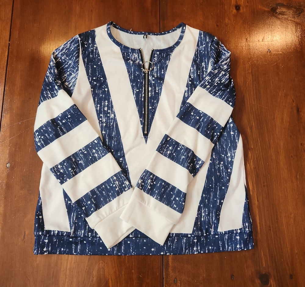 Flamingo Urban Blue and White Striped Sweatshirt